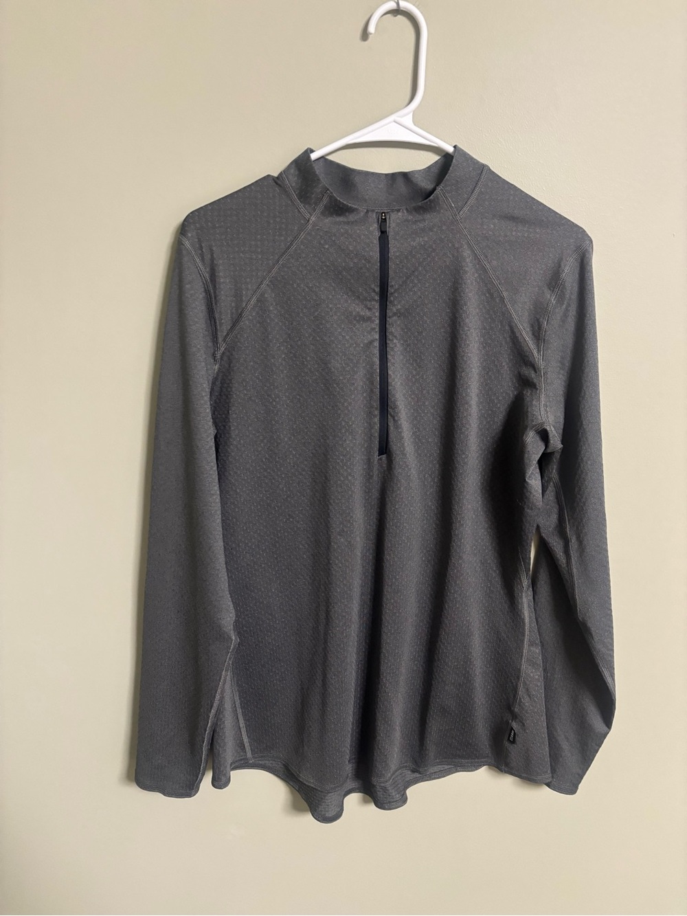 REI Coop Womens Large Pullover Top Gray 1/4 Zip Mock Neck Stretch Performance